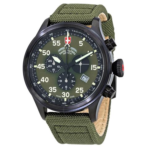 Swiss Military Hawk Chronograph Olive Dial Men's Watch 27321 7640141278680 - Watches, Hawk ...