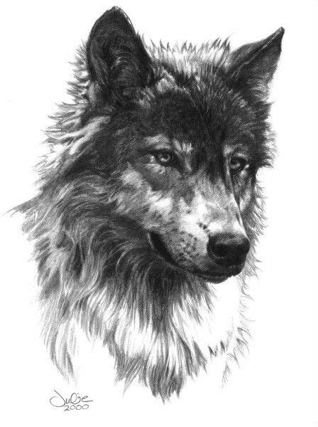 Realistic dark-pencil wolf portrait tattoo design - Tattooimages.biz