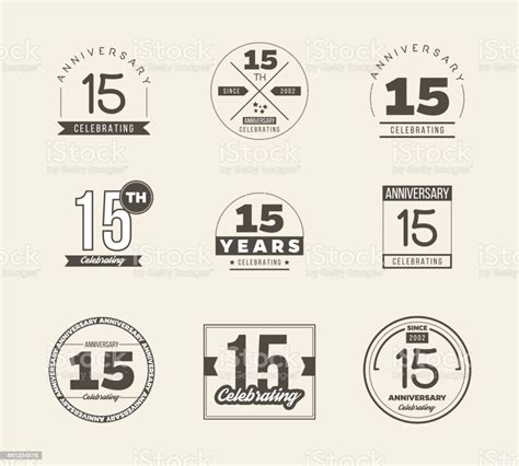 15th Anniversary Vintage Symbol Set 15 Years Symbols Stock Illustration ...