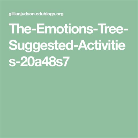 The-Emotions-Tree-Suggested-Activities-20a48s7 | Activities, Tree