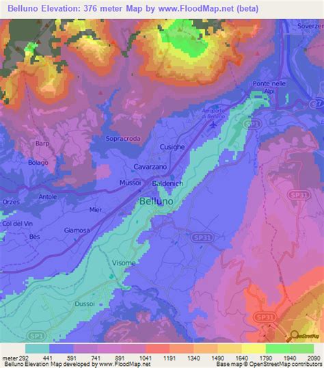 Elevation of Belluno,Italy Elevation Map, Topography, Contour