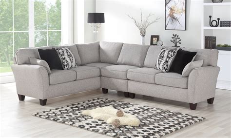 Living Room Furniture Beautiful Look Family Seating 3pc Sectional Sofa Set Grey Fabric Couch ...