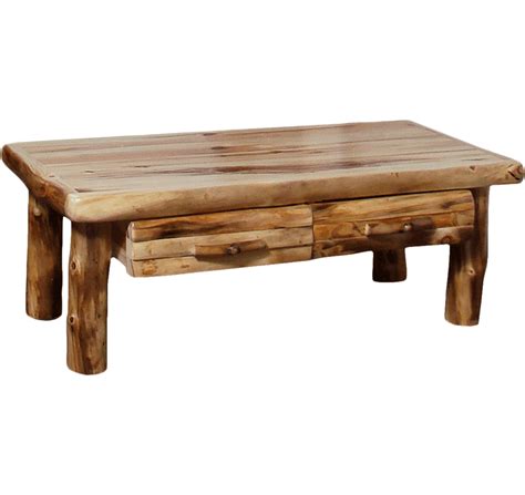 Aspen Log Standard Drawer Coffee Table - Rustic Log Furniture of Utah