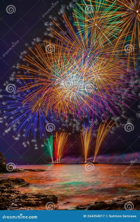 New year firework in japan stock image. Image of festival - 264354017