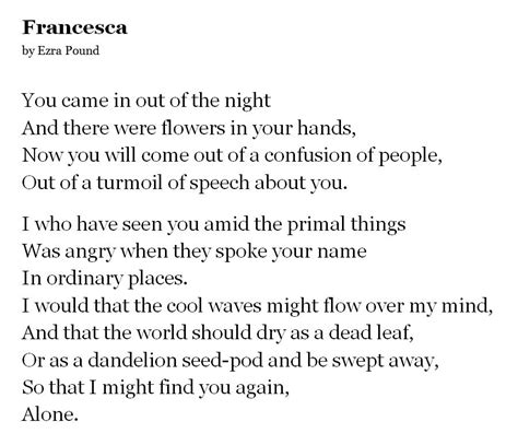 Francesca by Ezra Pound | Poetry poem, Poems, Poetry