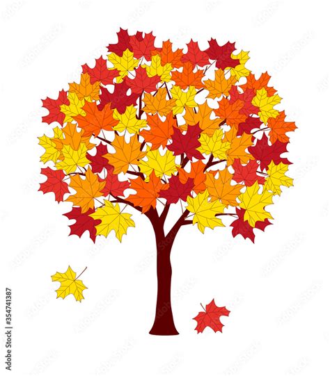 Colorful cartoon maple tree with autumn leaves Stock Vector | Adobe Stock