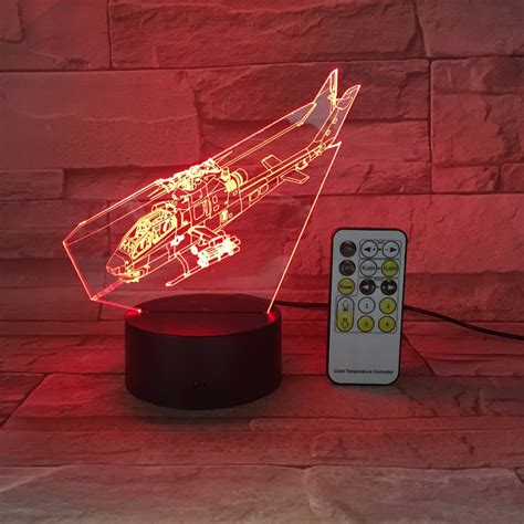 New Helicopter 3D LED Light Remote or Touch Control Illusion Table Lamps 7 Colors Change Desk ...