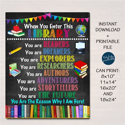 School Library Poster | TidyLady Printables