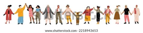 Diverse People Standing Together Holding Hands Stock Vector (Royalty Free) 2218943653 | Shutterstock