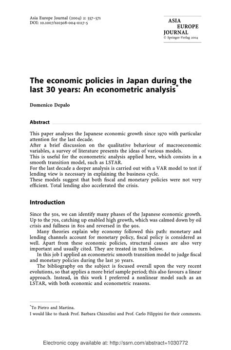 (PDF) The economic policies in Japan during the last 30 years: An ...