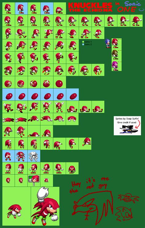 The Spriters Resource - Full Sheet View - Sonic the Hedgehog Customs - Knuckles (Sonic 1-Style)