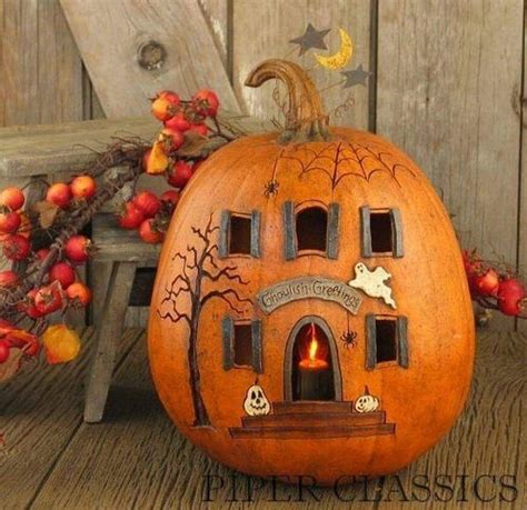 Not mine but I love this idea | Pumpkin house, Pumpkin carving, Halloween pumpkins