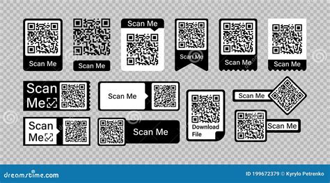 Qr Code Frame Vector Set. Scan Me Phone Tag. Qr Code Mock Up, Mockup. Barcode Smartphone Id Icon ...