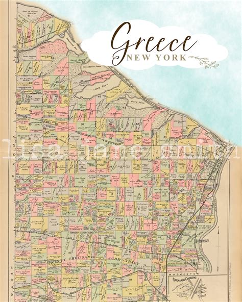 Greece NY vintage map 8x10 vertical art print | Etsy