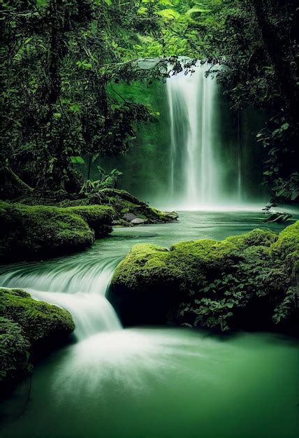 Premium Photo | Horizontal shot of a untouched beautiful waterfall with ...