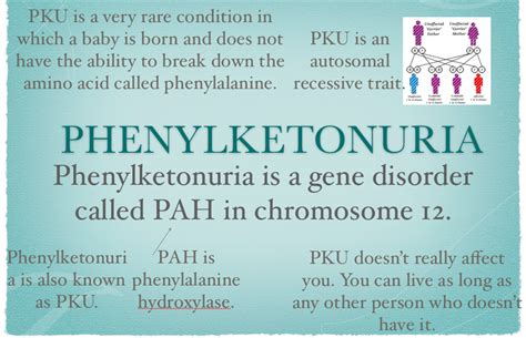 Phenylketonuria- A genetic disorder that is caused by a small mutation in chromosome 12. Left ...