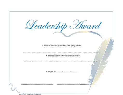 Leadership Award Certificate Template