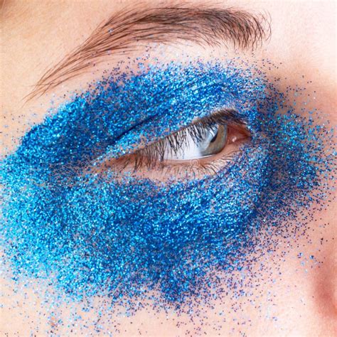 Blue Glitter on Eyeshadow Make-up Creative Stock Photo - Image of color ...