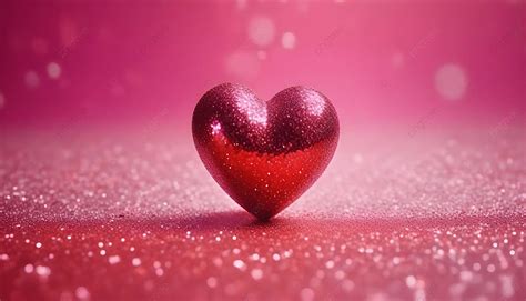 Beautiful 3d Heart On Pink Glitter Background, 3d Heart, Love, Heart Background Image And ...