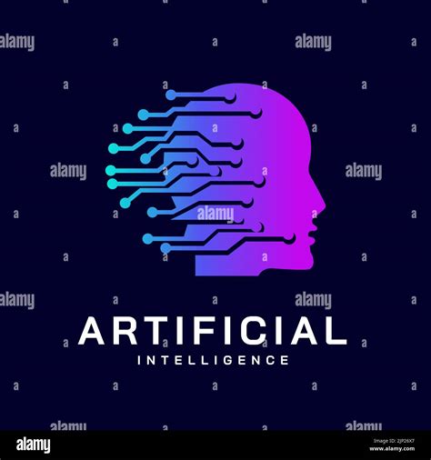 Artificial Intelligence logo,human face,Electronic circuit grid ...