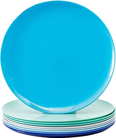 Amazon.com | Youngever 10 Inch Plastic Plates, Large Plates, Dinner Plates, Set of 9 (Coastal ...