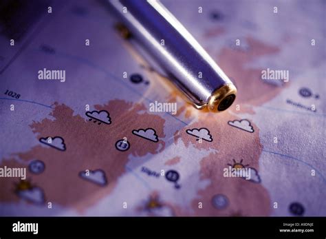 Newspaper weather forecast chart map Stock Photo - Alamy