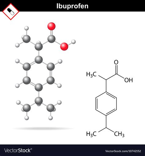 Ibuprofen molecular chemical structure Royalty Free Vector