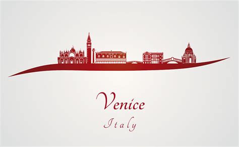 Venice skyline in red Digital Art by Pablo Romero