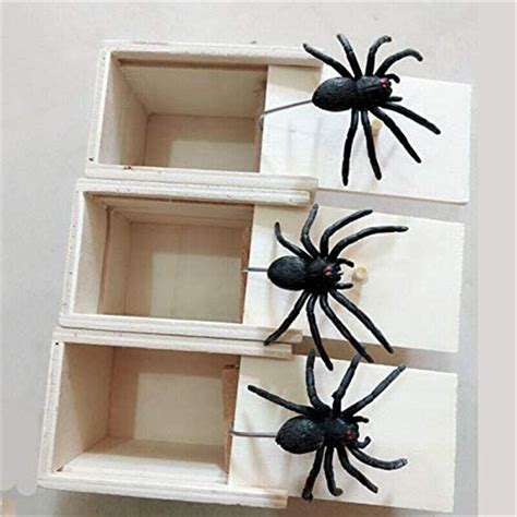 Wooden Prank Spider Scare Box Hidden in Case Trick Play Joke Scarebox ...