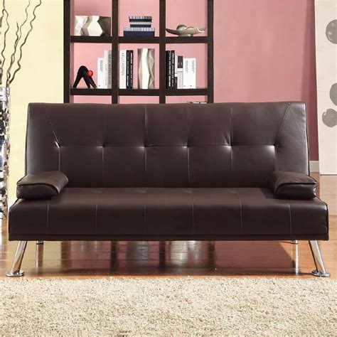 Brown Italian Faux Leather Sofa Bed