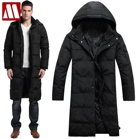 2018 Men Winter Outdoors Long trench Coat Down Jacket Thickening Hooded ...