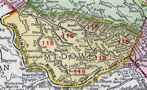 McDowell County, West Virginia, 1911, Map, Welch, Roderfield, Kyle, Dixopoca, Pando, Squirejim ...