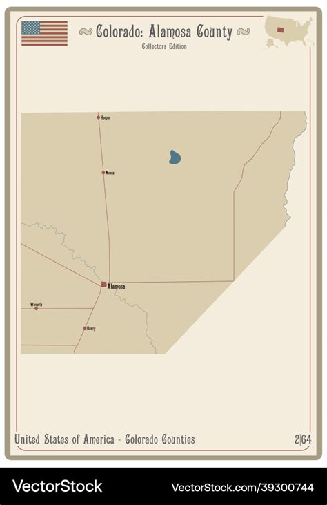 Map of alamosa county in colorado Royalty Free Vector Image