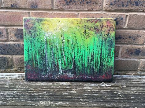 Autumnal woodland painting original acrylic | Etsy