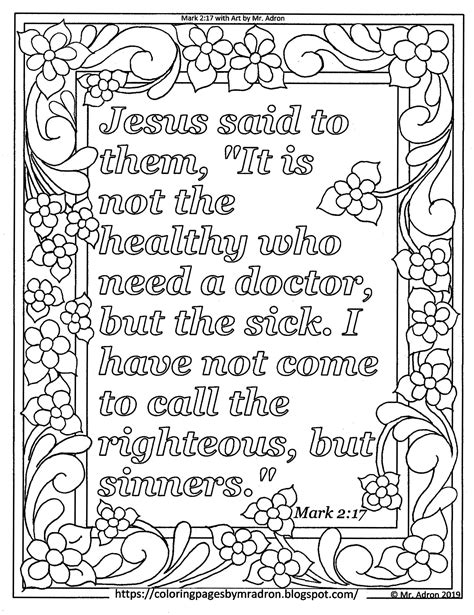 Mark 2:17 Print and Color Page | Bible verse coloring page, Nativity coloring pages, Coloring pages