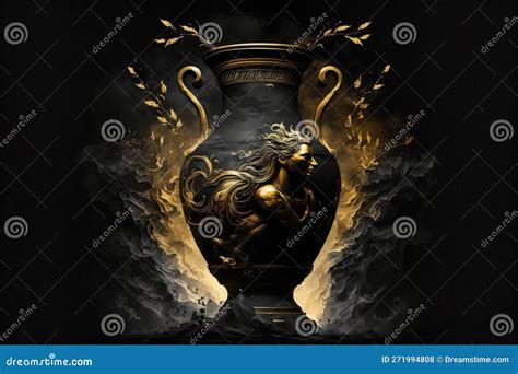 Aether Greek Mythology God Black Gold Vase by Generative AI Stock Illustration - Illustration of ...