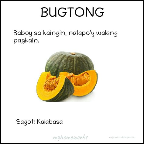 My Homeworks: BUGTONG NA MAY SAGOT AT LARAWAN