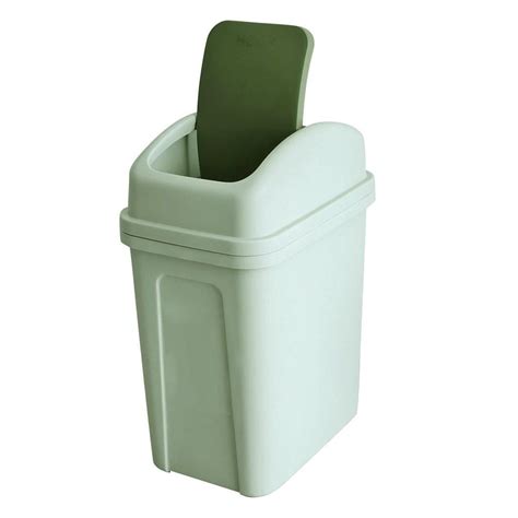 Teyyvn 7 Liter / 1.8 Gallon Plastic Trash Can, Small Garbage Can with Swing Lid (Green) green ...