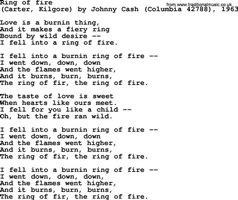 Bruce Springsteen song: Ring Of Fire, lyrics