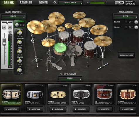 Perfect Drums virtual drum instrument plugin by Naughty Seal Audio