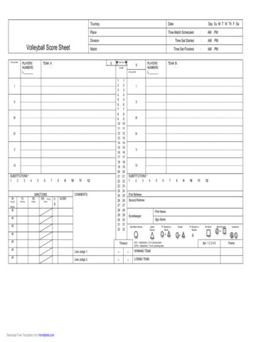 2024 Volleyball Score Sheet - Fillable, Printable PDF & Forms | Handypdf