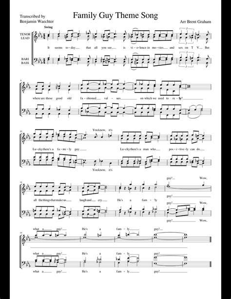 Family Guy Theme Song sheet music for Piano download free in PDF or MIDI