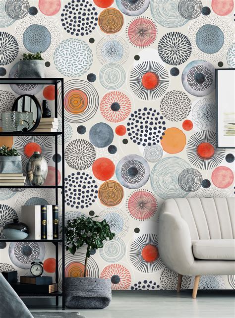 Removable Peel 'n Stick Wallpaper, Self-adhesive Wall Mural, Watercolor Gray Abstract Pattern ...