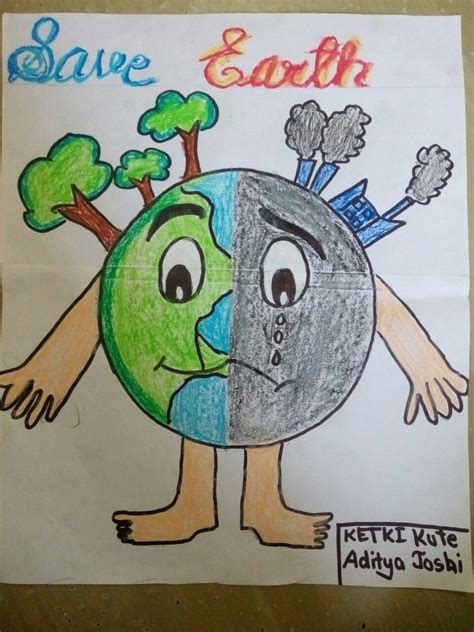 Save earth drawing | Earth drawings, Earth day drawing, Mother earth drawing