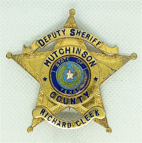 1970's Texas Panhandle Hutchinson County Deputy Sheriff Badge by ...