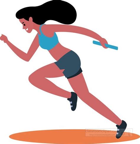 Track and Field Clipart-female runner holds baton in team relay race clip art