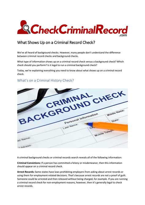 What Shows Up on a Criminal Record Check? by Check Criminal Record - Issuu