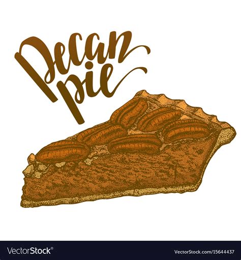 Hand drawn colored of pecan pie Royalty Free Vector Image