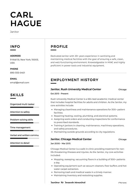 Full Guide: Janitor Resume Example [ + 12 Samples ] | PDF | 2019