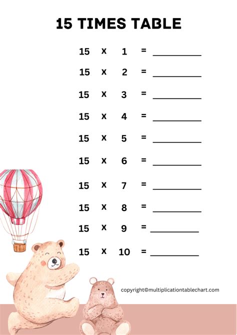 15 Times Table Worksheet [15 Multiplication Table] Free PDF